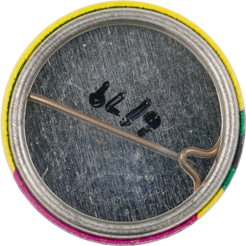 Yellow And Pink With Black Triangle Button Back Art - Circle (1000x947), Png Download