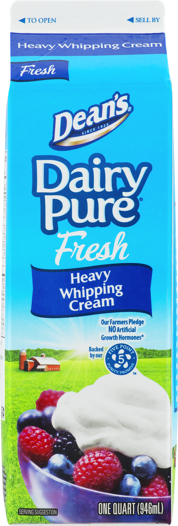 Dean's Dairy Pure Fresh Heavy Whipping Cream, 1 Quart - Heavy Cream (1800x1800), Png Download