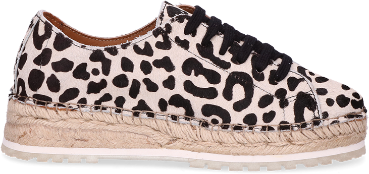 Lace Up Espadrille Leopard Pony Off White - Slip-on Shoe (840x840), Png Download