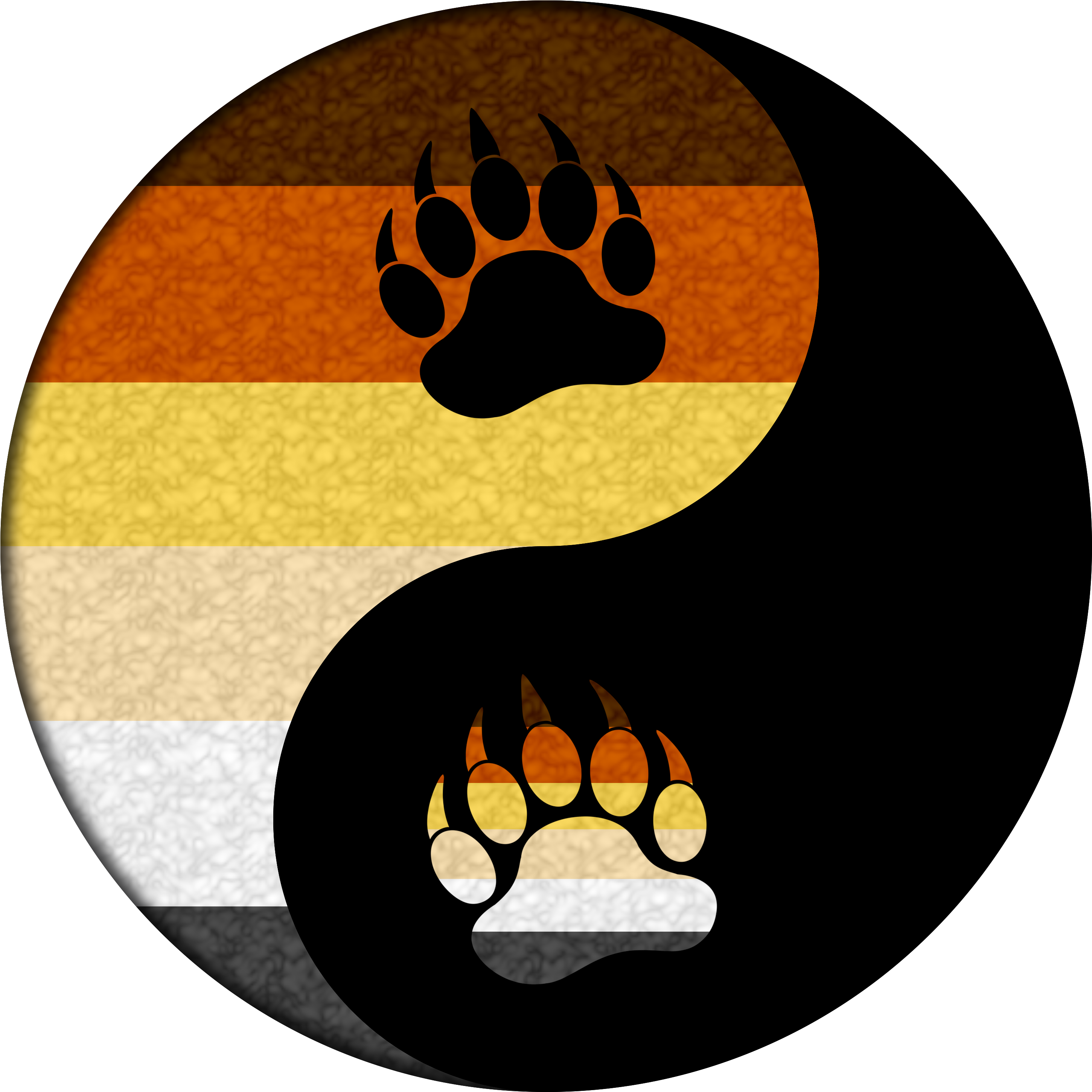 Bear Pride Yin And Yang With Paw Symbols Black Gray - Bear Paw Yin And Yang (3000x3000), Png Download