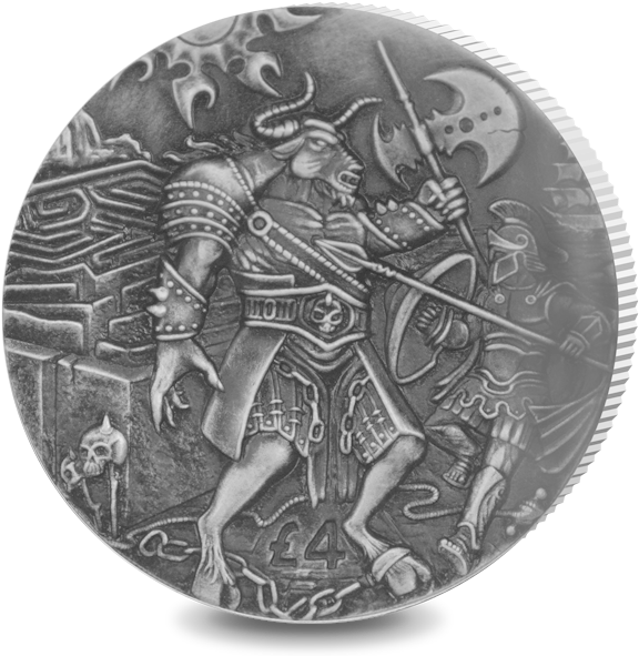 2018 Mythical Creatures Minotaur 2 Oz Antique Finish - Coin (588x600), Png Download