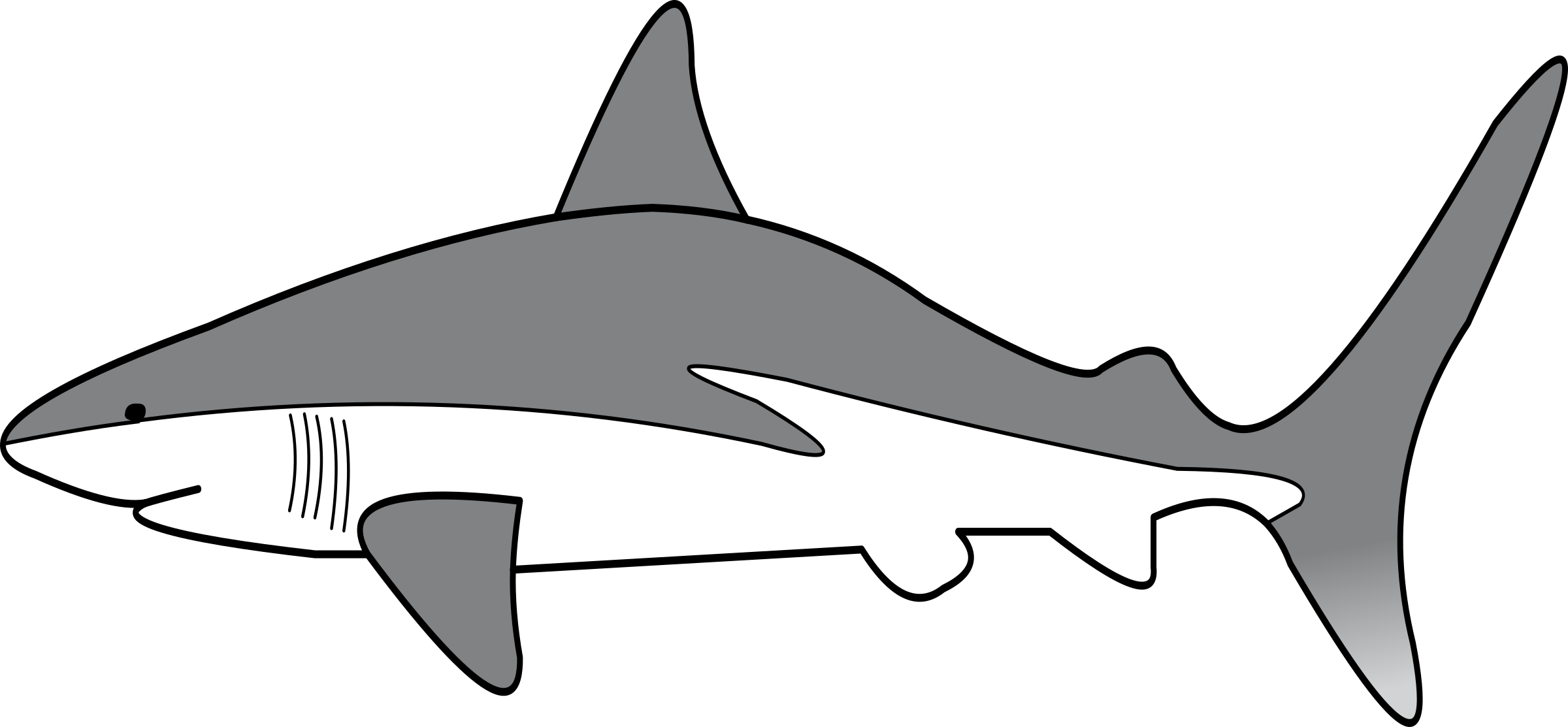 Big Image - Simple Shark Clipart (2400x1113), Png Download