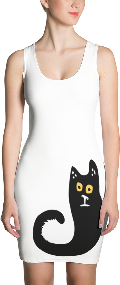 Black Cat Silhouette - United States Map Dress (1000x1000), Png Download