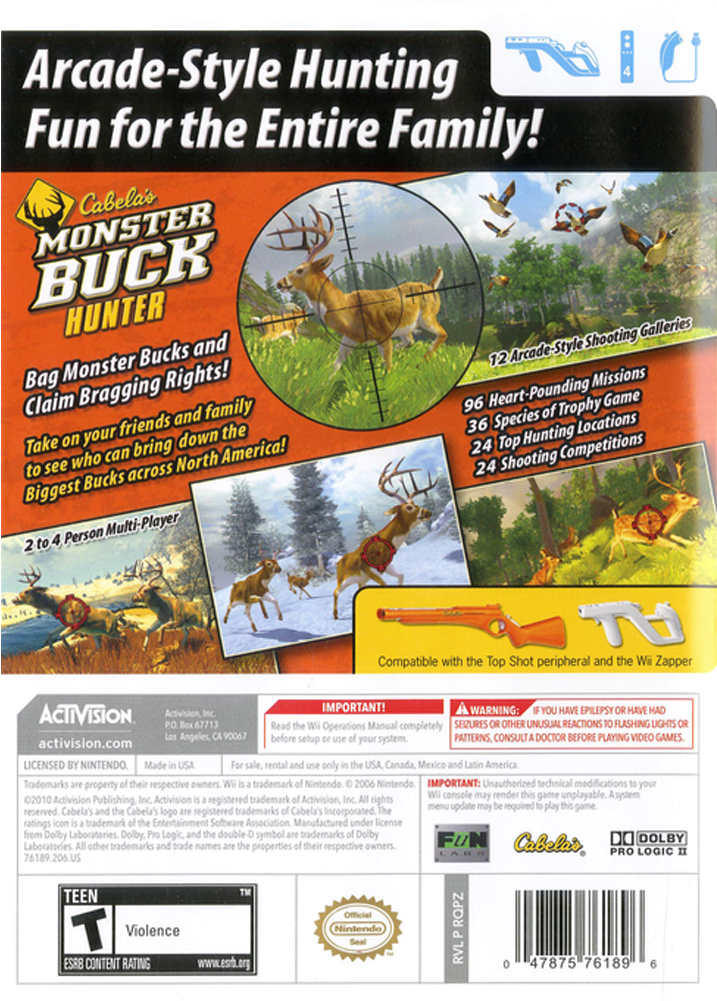 Cabela's Monster Buck Hunter - Wii (1000x1000), Png Download