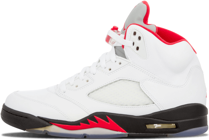 Air Jordan 5 Retro "white Fire Red" - Jordan Retro 5 Fire Red Gs (1000x600), Png Download