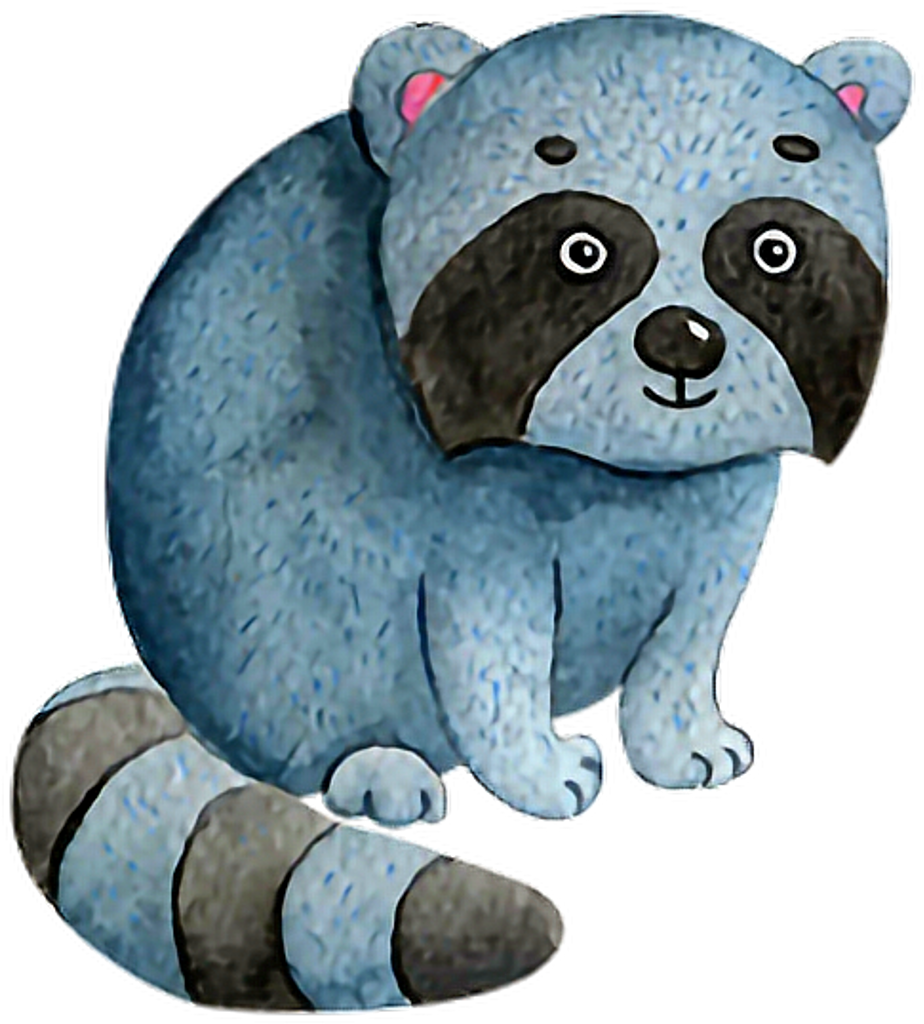 Raccoon Forest Animals Ftestickers - Watercolor Painting (1024x1188), Png Download