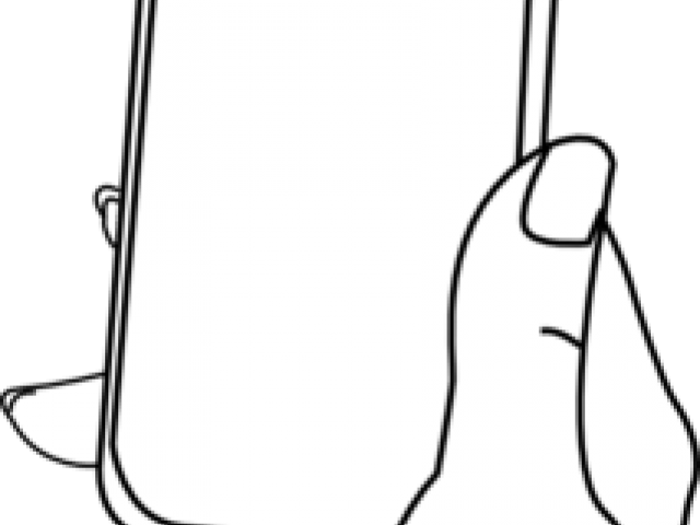 Iphone Clipart Hand Holding - Line Art (640x480), Png Download