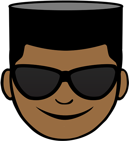 Black Emoji With Glasses (600x543), Png Download