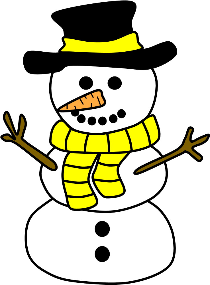 Snowman, Hat, Scarf, Yellow - Snowmen With A Hat (816x1056), Png Download