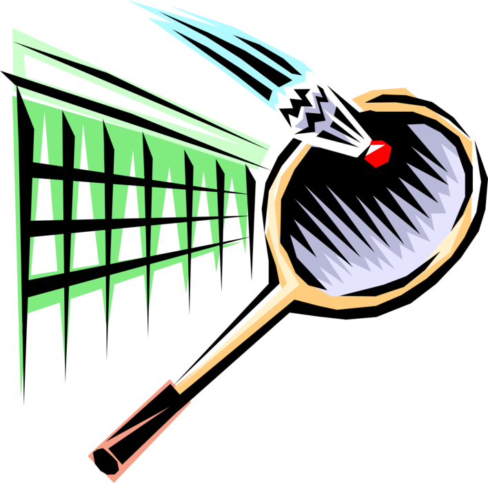 Vector Illustration Of Sport Of Badminton Racket Or - Badminton Racket And Birdie Clipart (708x700), Png Download