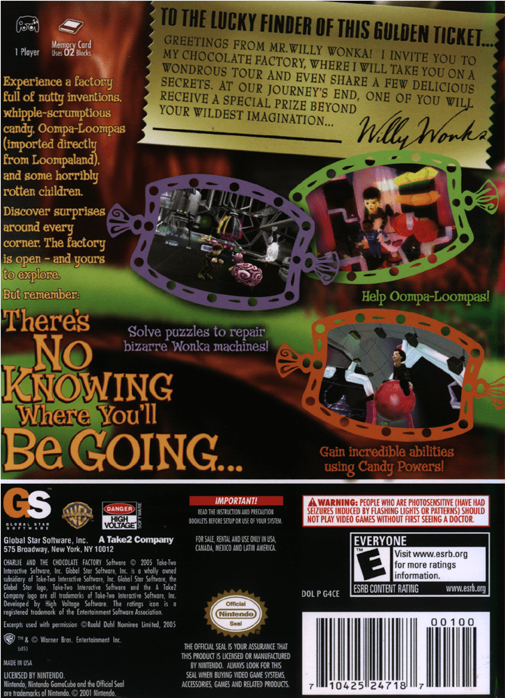 Charlie And The Chocolate Factory Back - Nintendo 3ds (1000x1000), Png Download