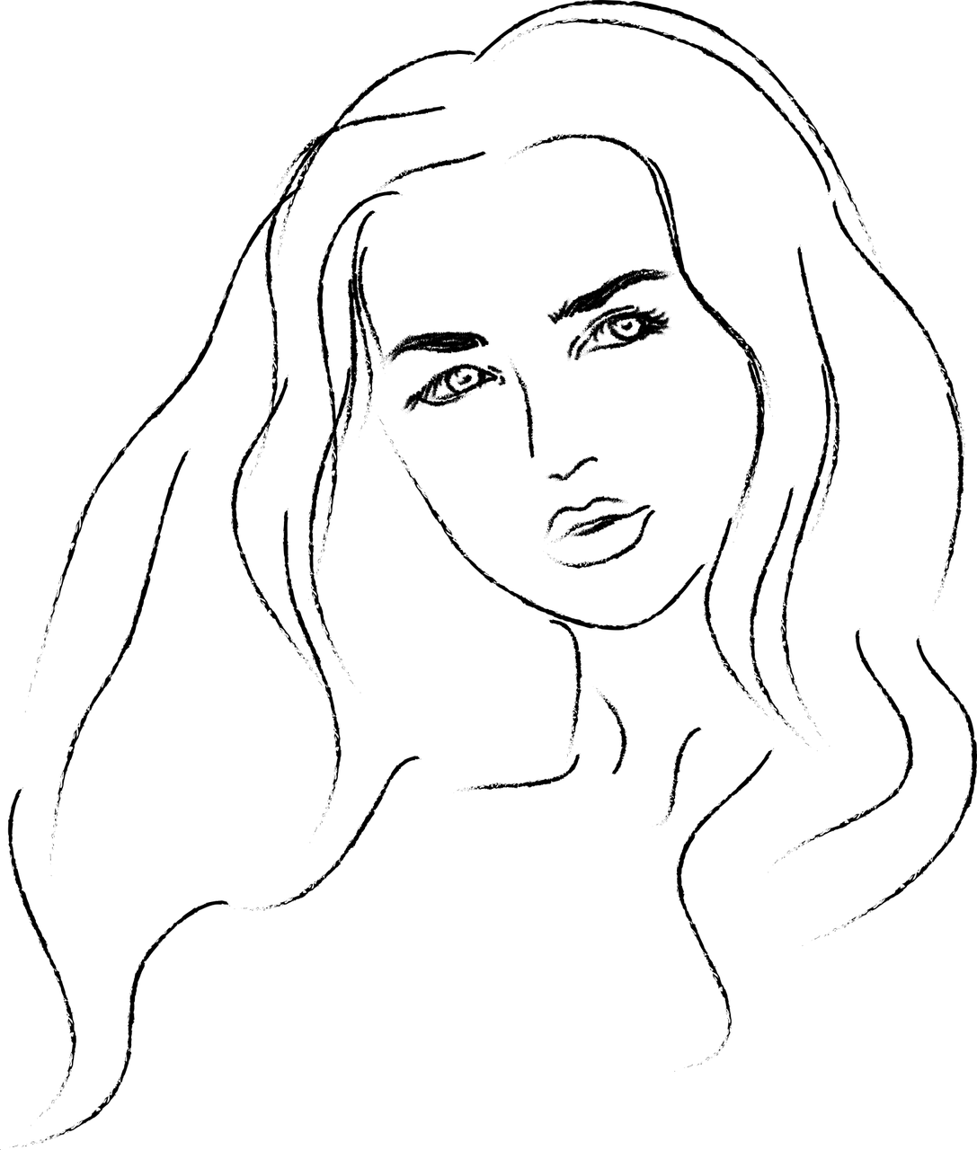 Раскраска Женщина Портрет (1087x1280), Png Download