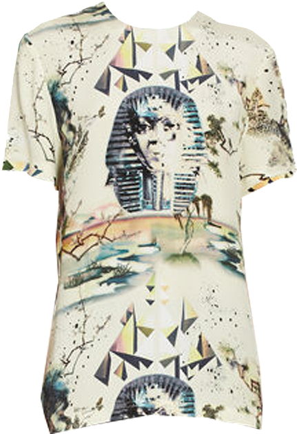 Balenciaga Sphinx Tee Silk Crewneck Short Sleeve Tee - Fashion (600x682), Png Download