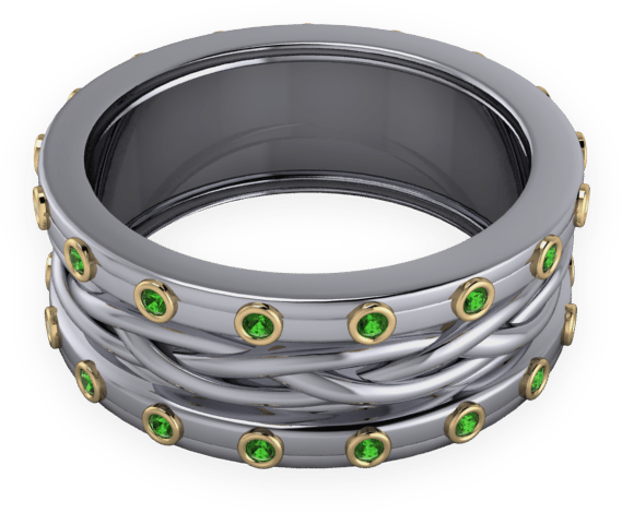 Emerlad Sculptured Wedding Band - Bangle (800x800), Png Download