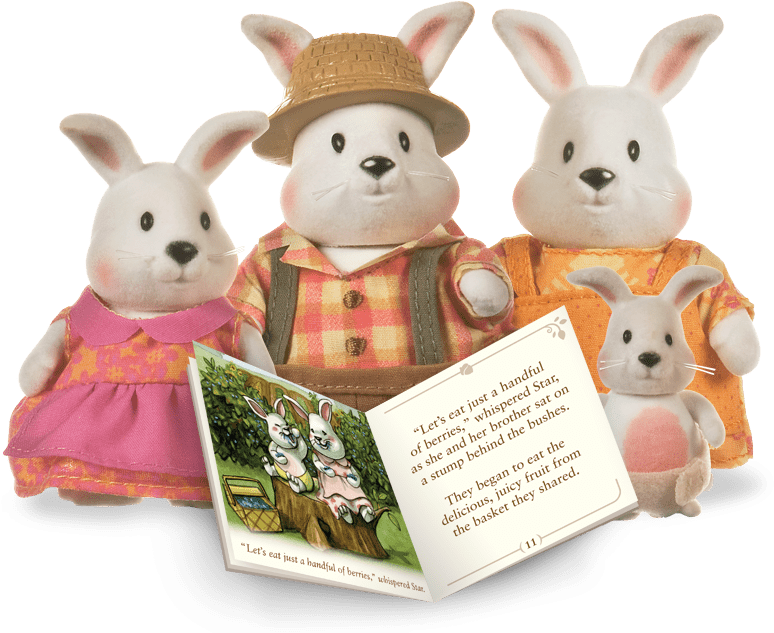 Li L Woodzeez Rabbit Family (900x660), Png Download