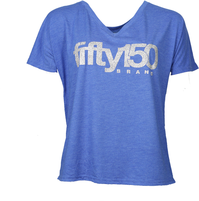 Light Blue Deep V-neck Tee Silver Glitter Logo - Active Shirt (768x768), Png Download