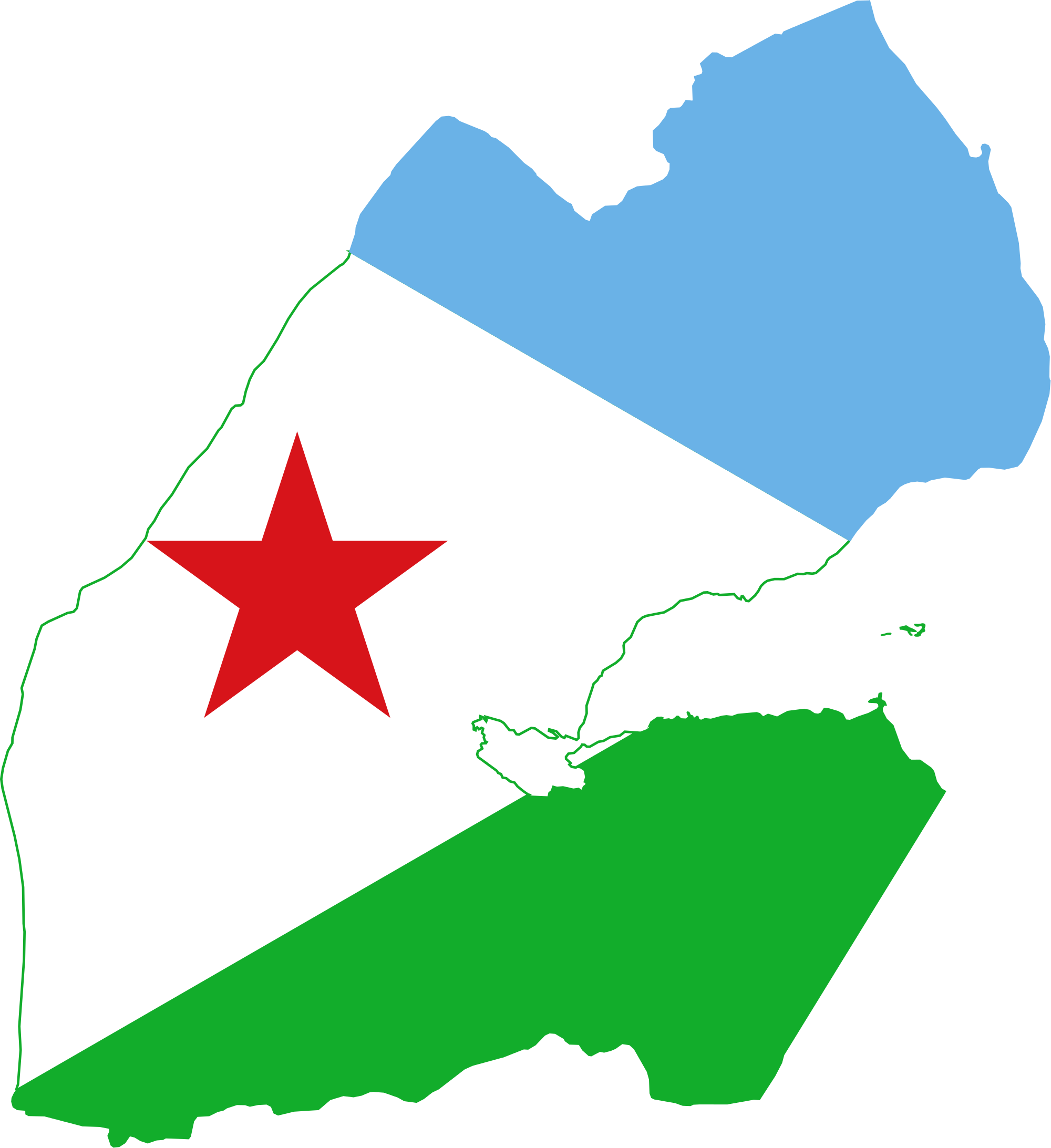 Djibouti Map And Flag (2000x2185), Png Download