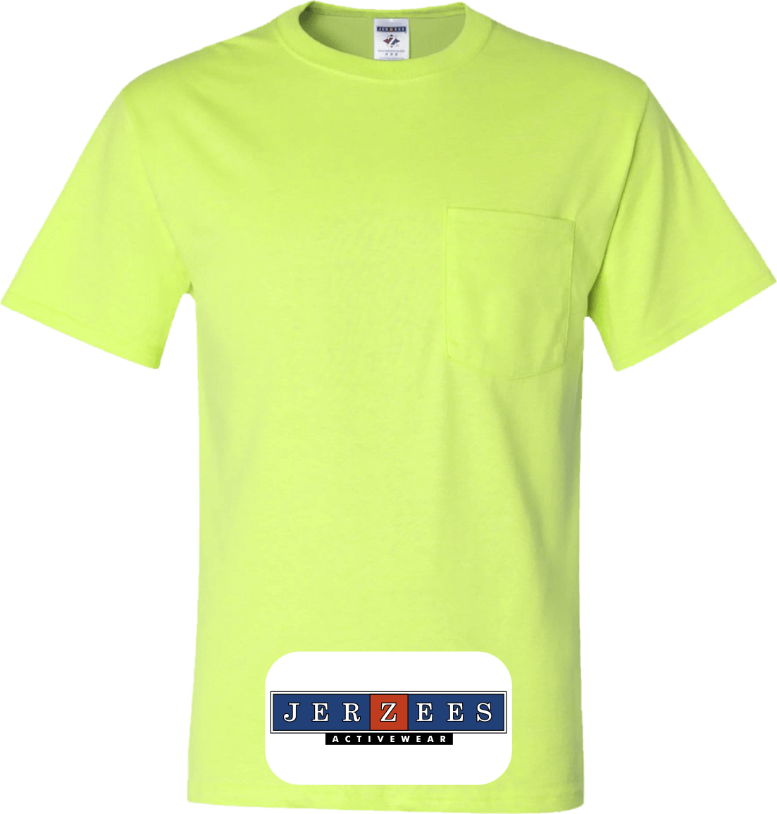 Jerzees Custom Safety Green Pocket T Shirts - Neon Green Pocket T Shirts (1103x1155), Png Download
