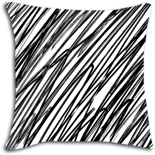 Doodle Lines Black And White Striped Decorative Throw - Throw Pillow (690x690), Png Download
