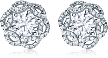 Enchanting Floral Multi-way Diamond Earrings Setting - Earrings (600x600), Png Download