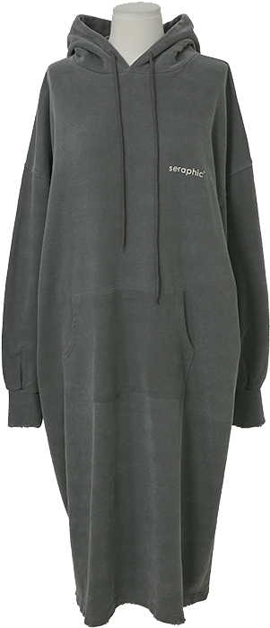 Lettering Print Distressed Edge Hoodie Dress The Delivery - Hood (800x800), Png Download