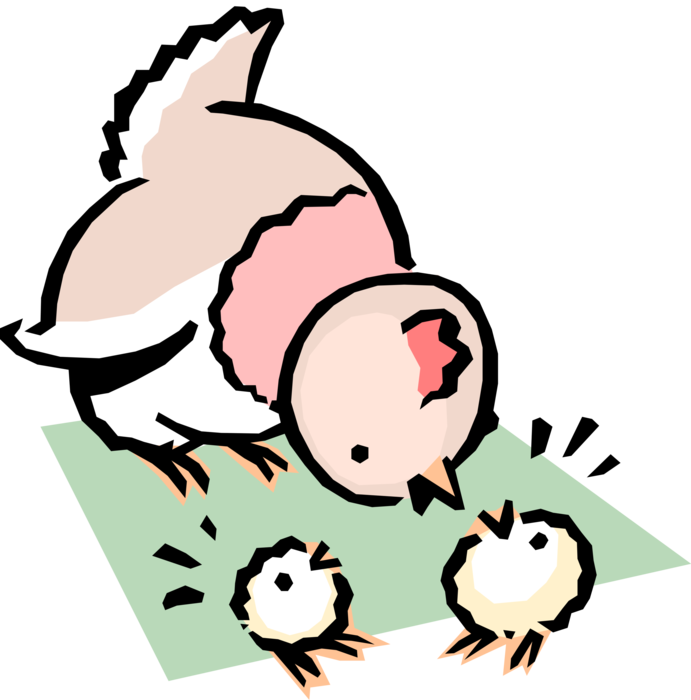Vector Illustration Of Cartoon Mother Chicken With (691x700), Png Download