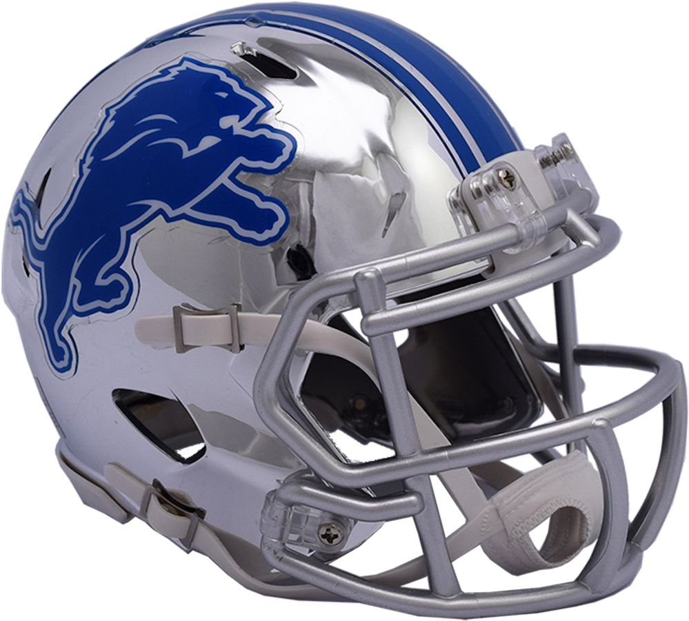 Detroit Lions Speed Chrome Mini Helmet - Lions Helmet (1024x906), Png Download