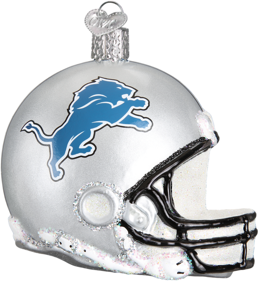 Detroit Lions Nfl Football Helmet Glass Ornament (950x950), Png Download