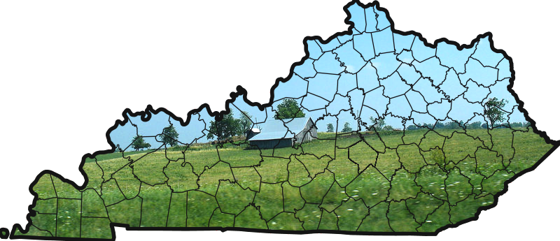 Map Of Kentucky With Farm Background - Map Of Kentucky Png (800x345), Png Download