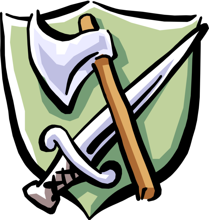 Hacha Y La Espada Libres De Derechos Ilustraciones - Sword And Axe (455x480), Png Download