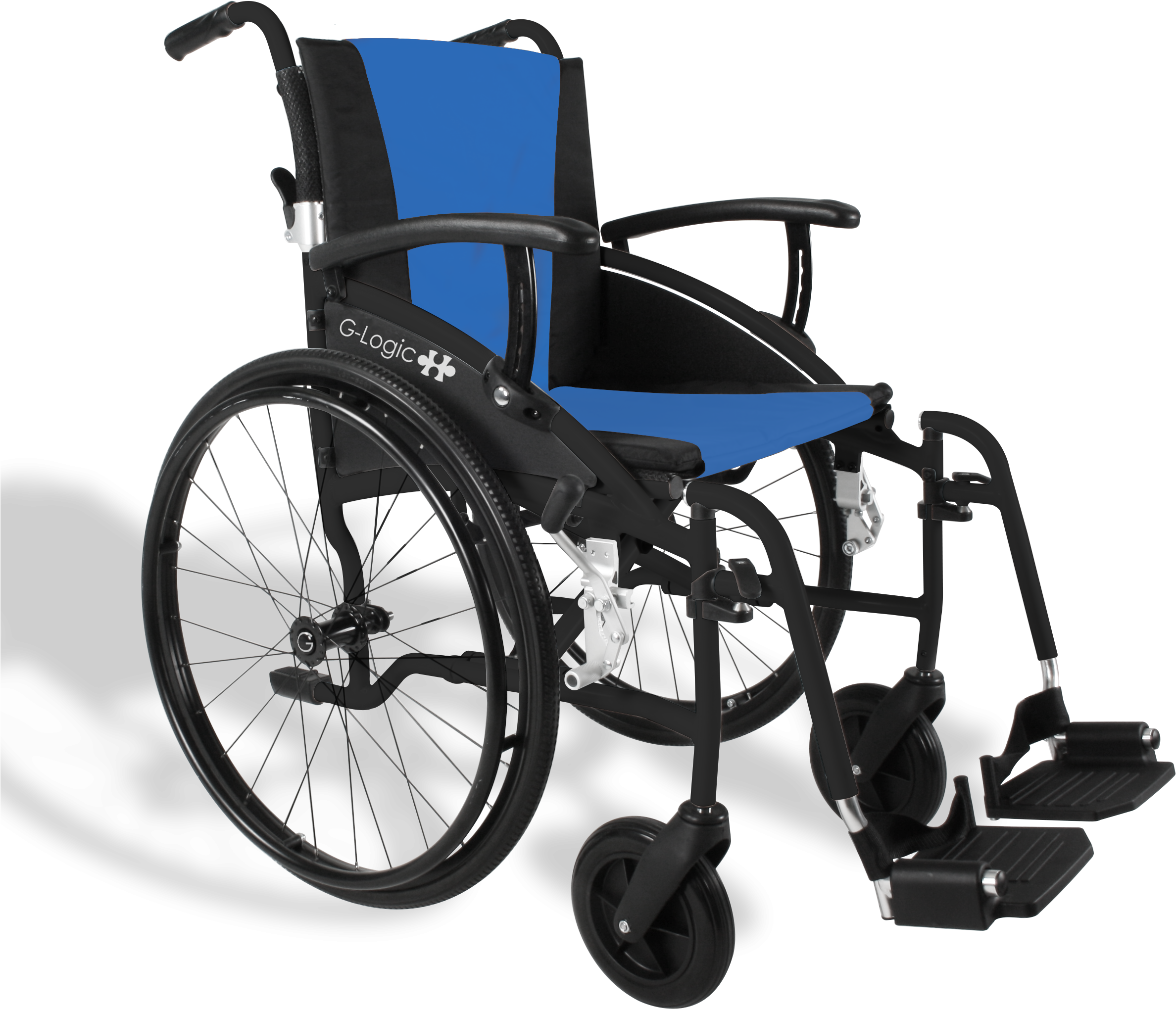 Blue Seat, Black Frame - Wheelchair Png Blue (2592x2592), Png Download