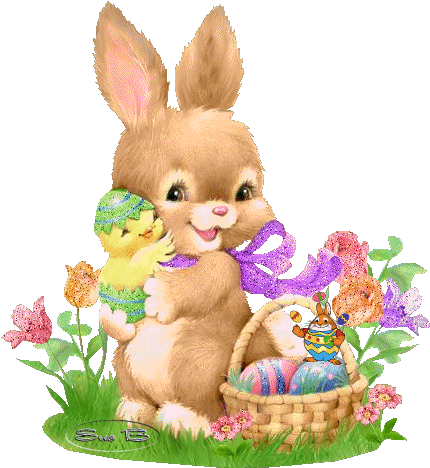 Bunny Hold Chick - Cute Easter Bunny Png (476x530), Png Download