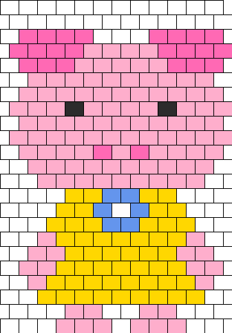 Cute Pig Character Bead Pattern - Beading Peyote Pig (337x483), Png Download