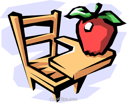School Desk With Apple Royalty Free Vector Clip Art - My Little Story Book (480x390), Png Download