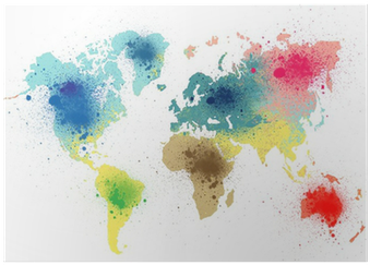 Colorful World Map With Paint Splashes Poster • Pixers® - Theology Without Borders: An Introduction To Global (400x400), Png Download