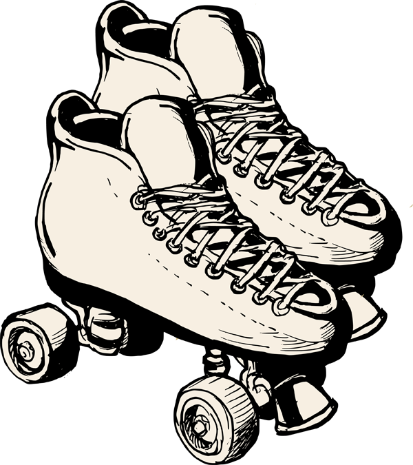 Image Freeuse Library Skating Drawing At Getdrawings - Roller Skates Clip Art (600x675), Png Download