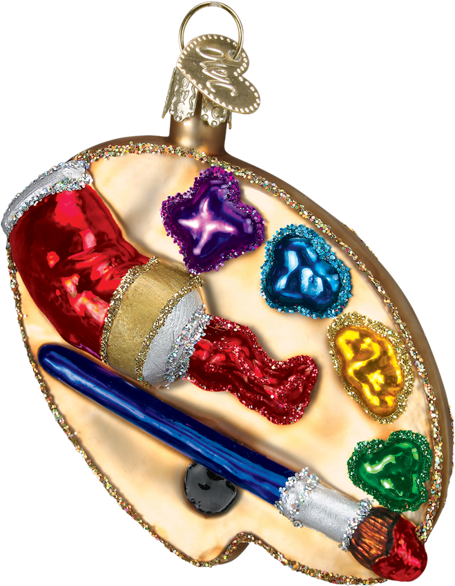 Old World Christmas Glass Artist's Palette Ornament - Artist Palette Glass Ornament By Old World Christmas (1000x1000), Png Download