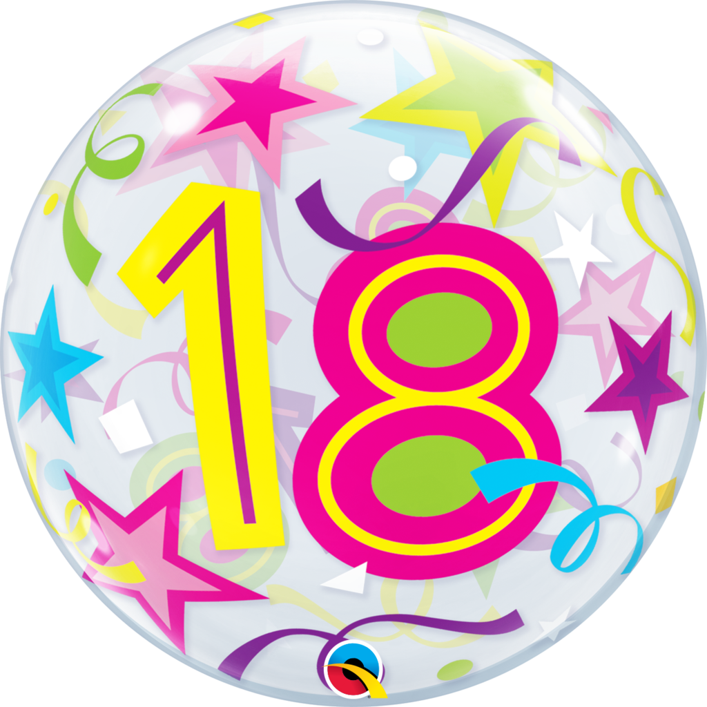 Clipart Transparent Download Th Bubble Balloon - 18 Birthday Bubble Balloon (1024x1024), Png Download