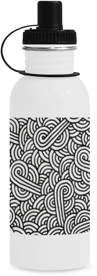 Black And White Swirls Zentangle Sports Bottle - Bottle 22 Oz (800x800), Png Download