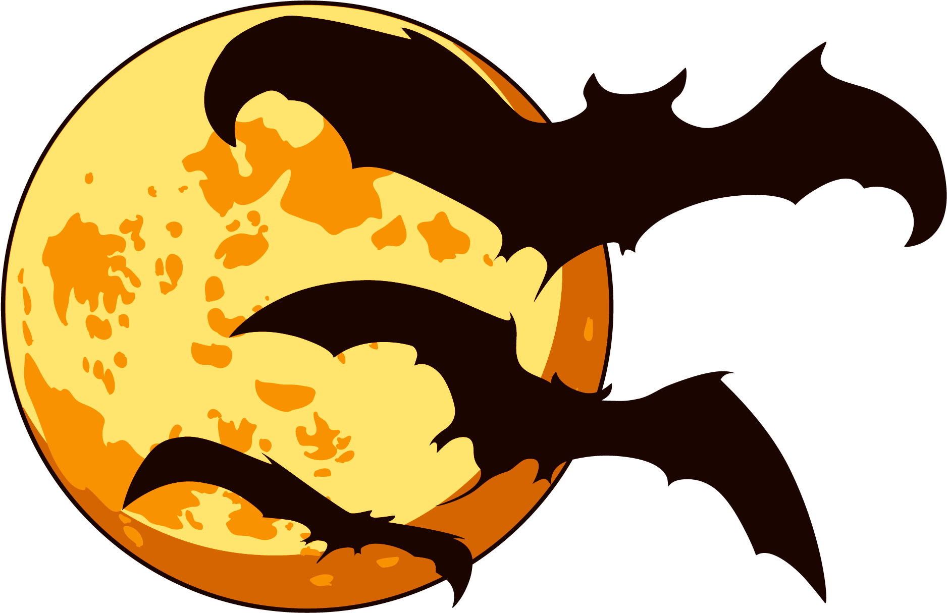 Orange Moon And Bats Halloween - Halloween Png (2002x1339), Png Download