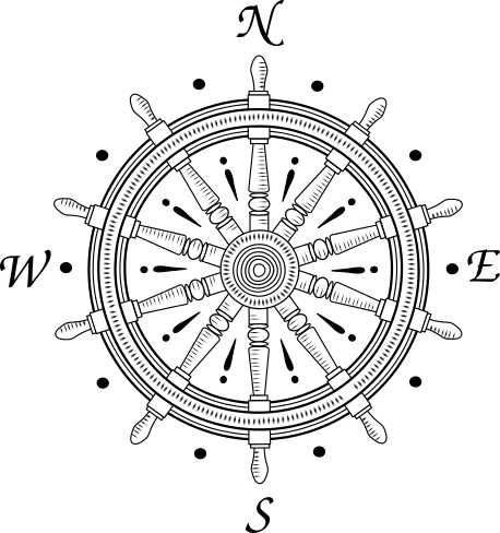 Compass Transparent Ship - Ship Wheel With Compass (458x488), Png Download