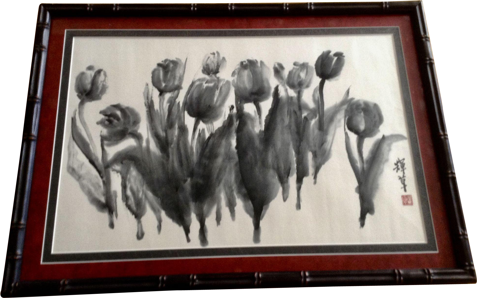 Black Tulip Flowers Watercolor Painting Works On Paper - Watercolor Painting (1952x1952), Png Download