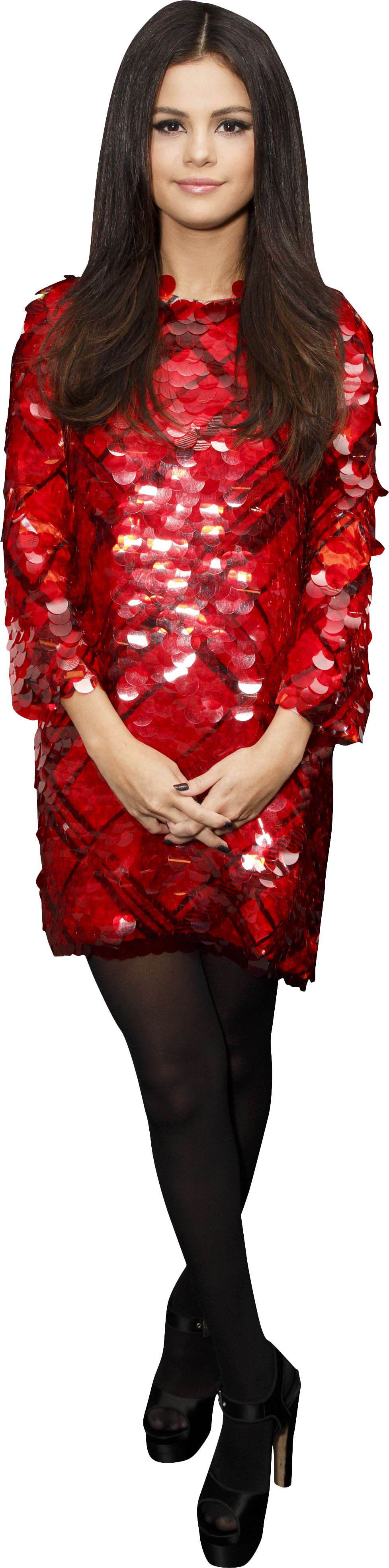 Selena Gomez In Red Dress And Black Pantyhose Png Image - Girl (2987x4371), Png Download