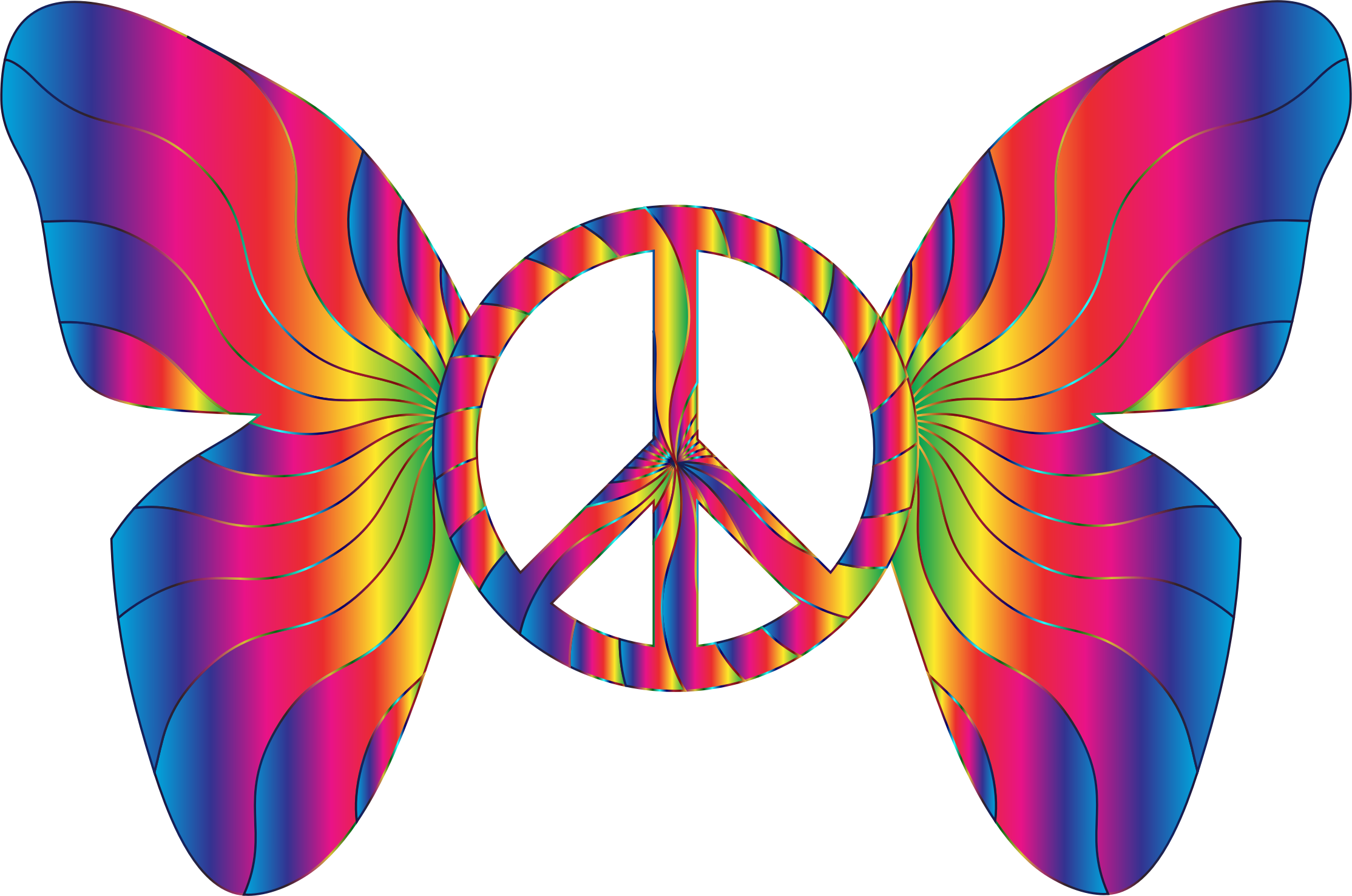Peace Sign Clipart Groovy - Butterfly Peace Sign (2228x1476), Png Download