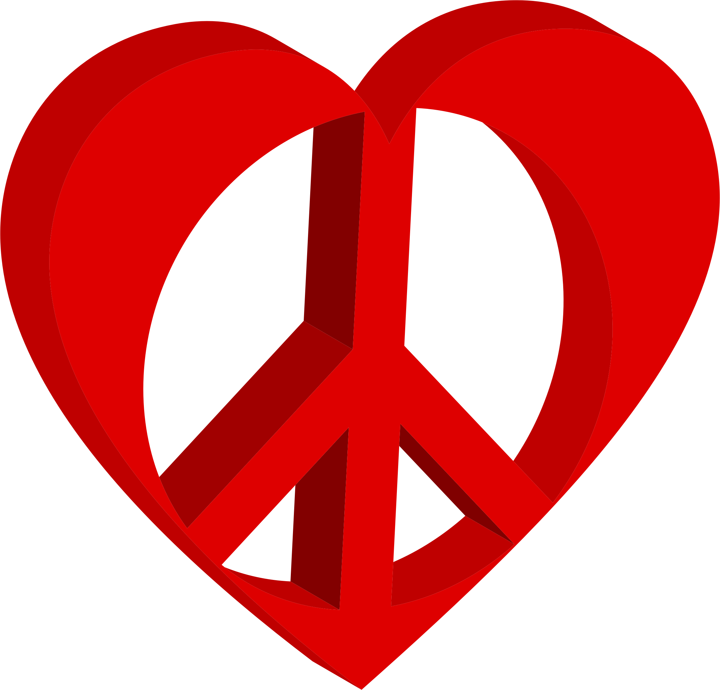 3d Peace Heart Mark Ii - Transparent 3d Heart Png (2342x2244), Png Download