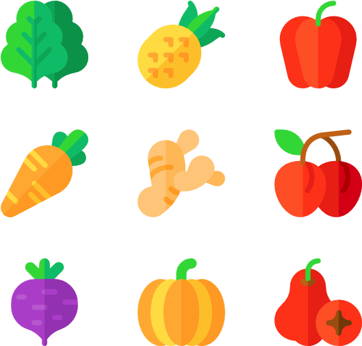 Fruits And Vegetables - Icon Fruit Vegetable Transparent (600x564), Png Download