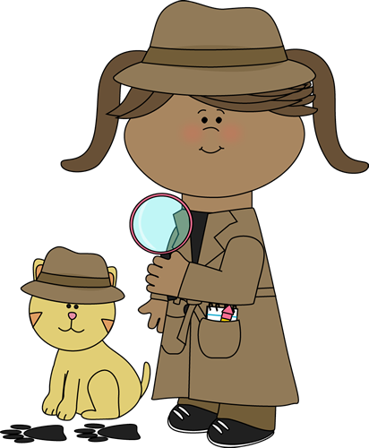 Clip Art Free Girl Following Clues With Her Pet Cat - Kid Detective Clipart (412x500), Png Download