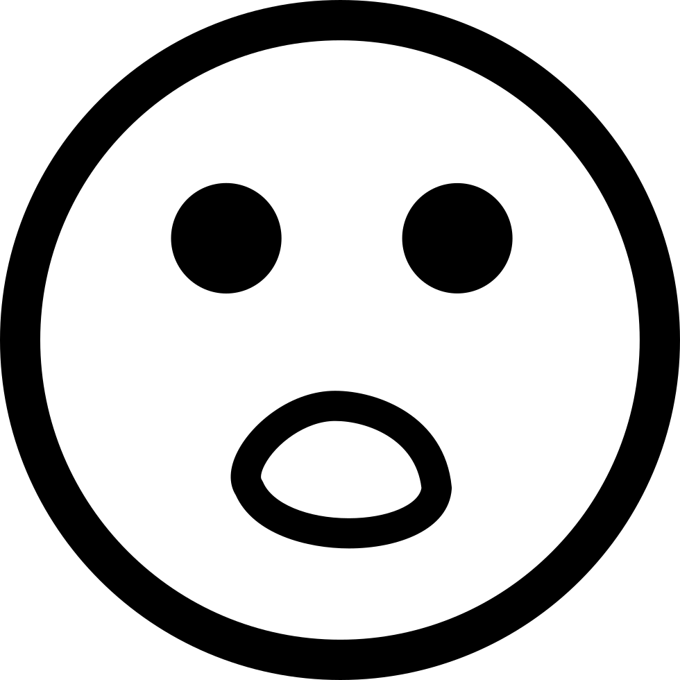 Surprised Face - - Sad Face Black And White Clipart (980x980), Png Download