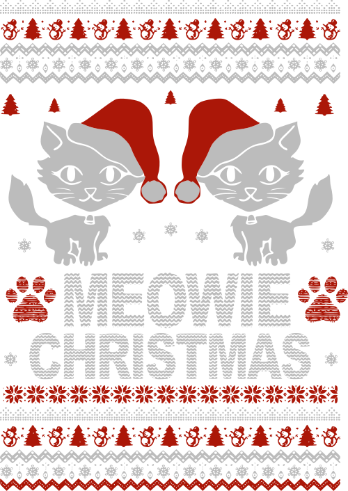Meowie Christmas Sweater - Cartoon (500x706), Png Download