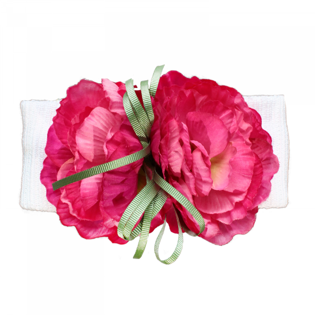 Headband In White Cotton With Magenta Flowers - Artificial Flower (1100x1100), Png Download